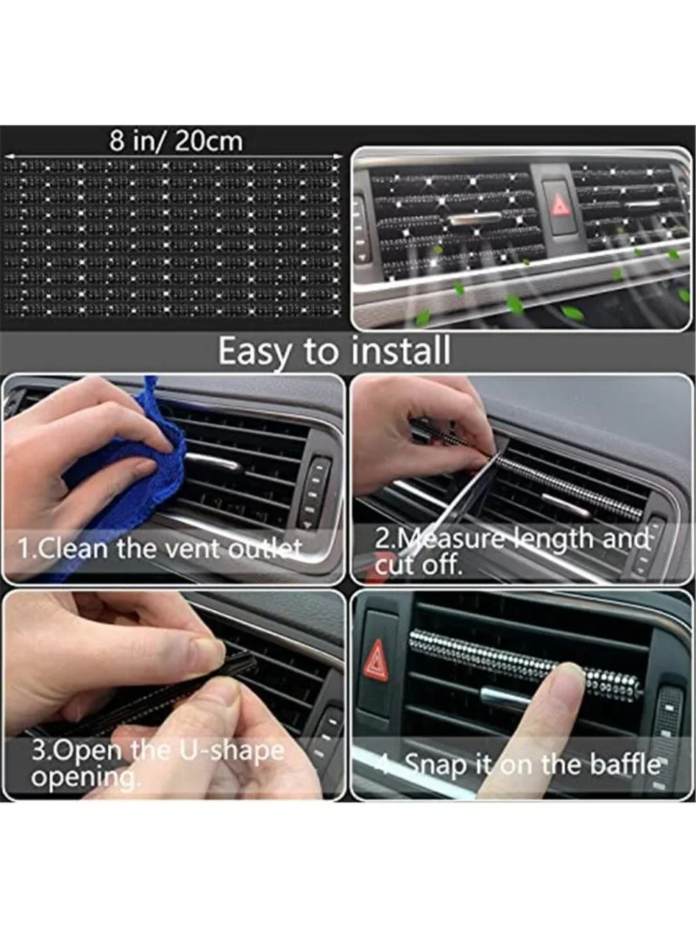 27 PCs Black Bling Car Accessories Set for Women, Steering Wheel Covers